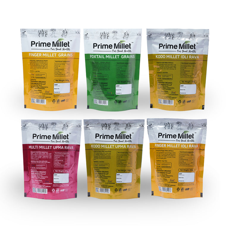 Multi Millet Combo | Finger & Foxtail Grain | Kodo Idly Rava | Multi Upma Rava | Kodo Upma Rava | Finger Idly Rava (Pack of 6 - 2kg) Secondary image