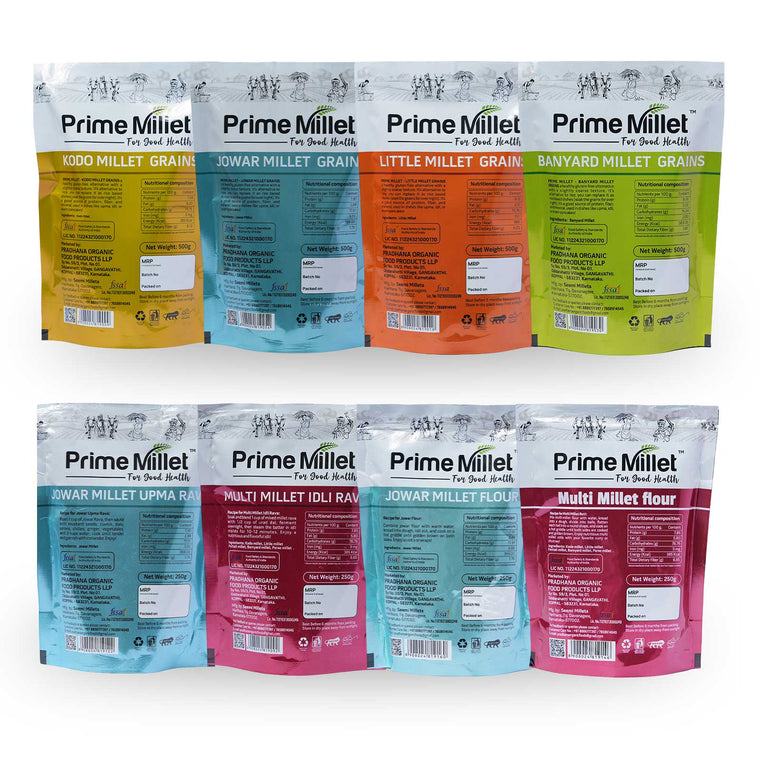 Multi Millet Combo | Kodo, Jowar, Little & Barnyard Grains | Jowar Upma Rava & Flour | Multi Idly Rava & Flour (Pack of 8 - 3kg) Secondary image