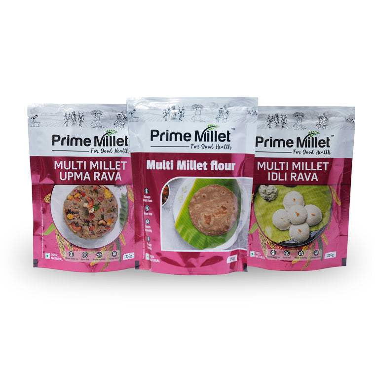 Multi Millet Combo | Multi Flour | Idly & Upma Rava (Pack of 3 x 750g) Main image