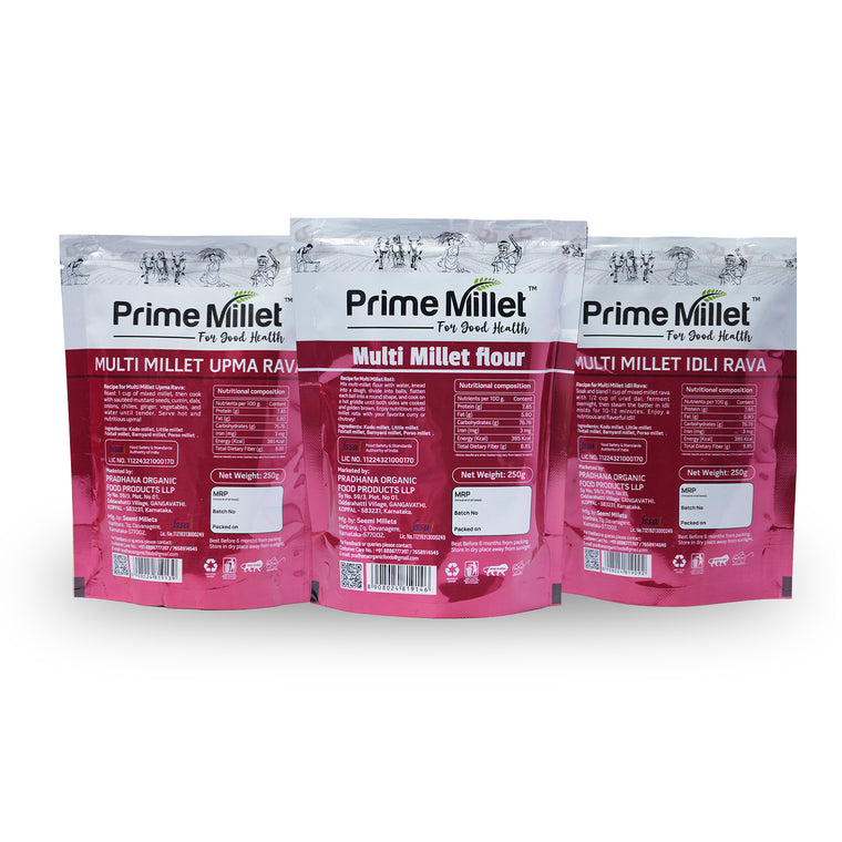 Multi Millet Combo | Multi Flour | Idly & Upma Rava (Pack of 3 x 750g) Secondary image