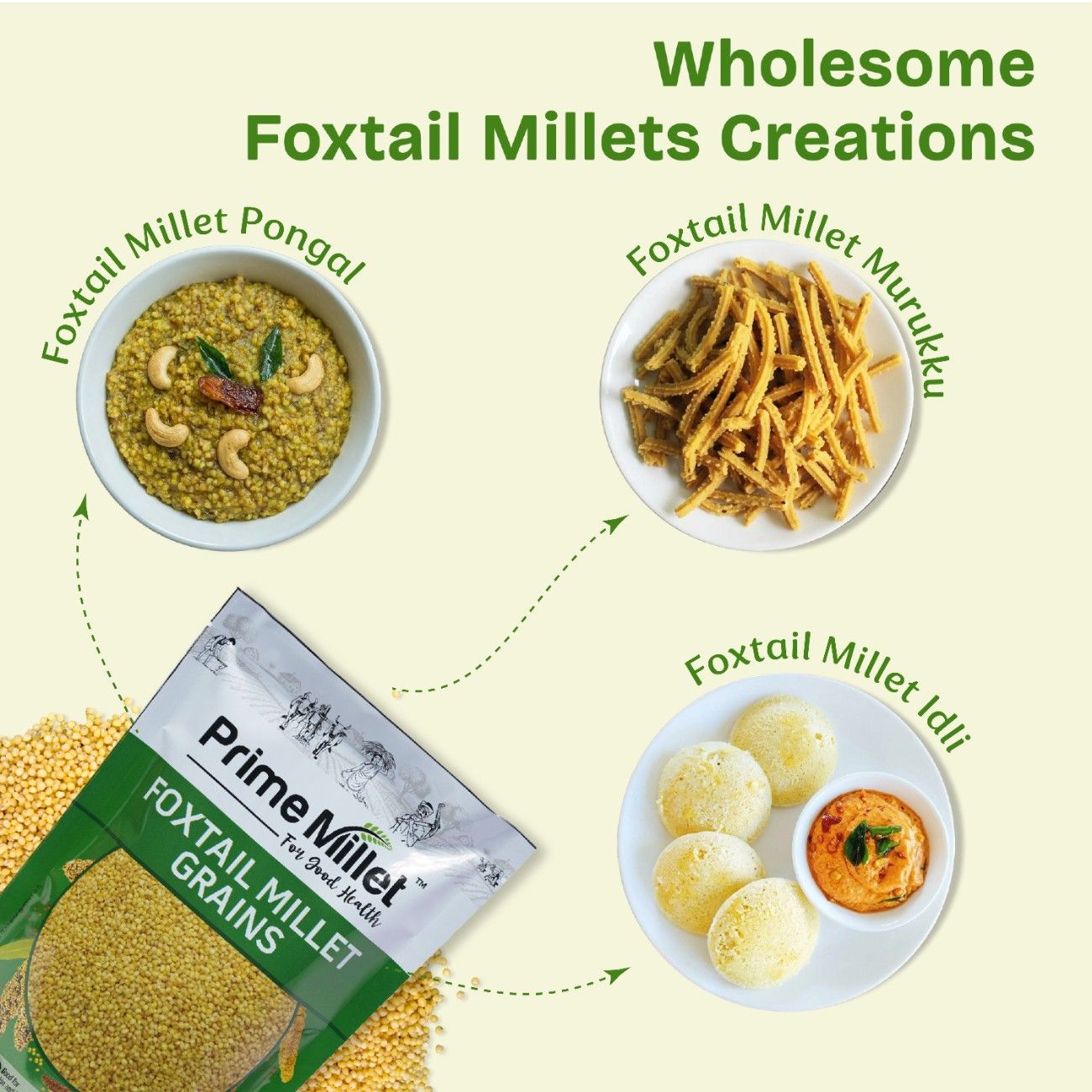 Multi Millet Flour | Whole Foxtail Millet Grain Combo (2 x 750g)