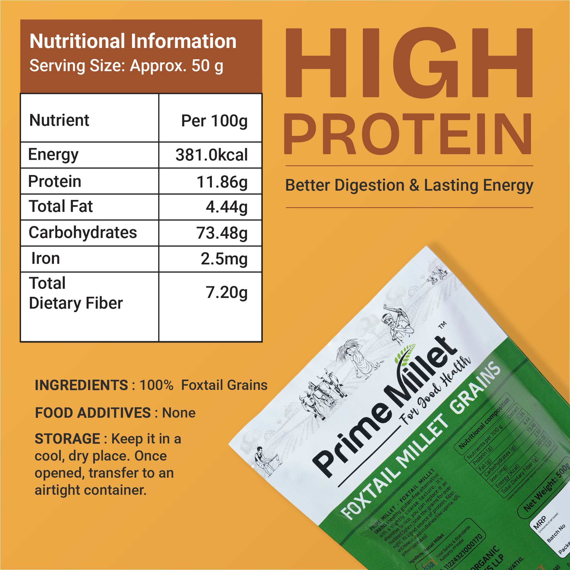 Multi Millet Flour | Whole Foxtail Millet Grain Combo (2 x 750g)