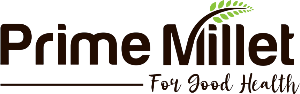 Prime Millet logo with text 'For Good Health' on a white background