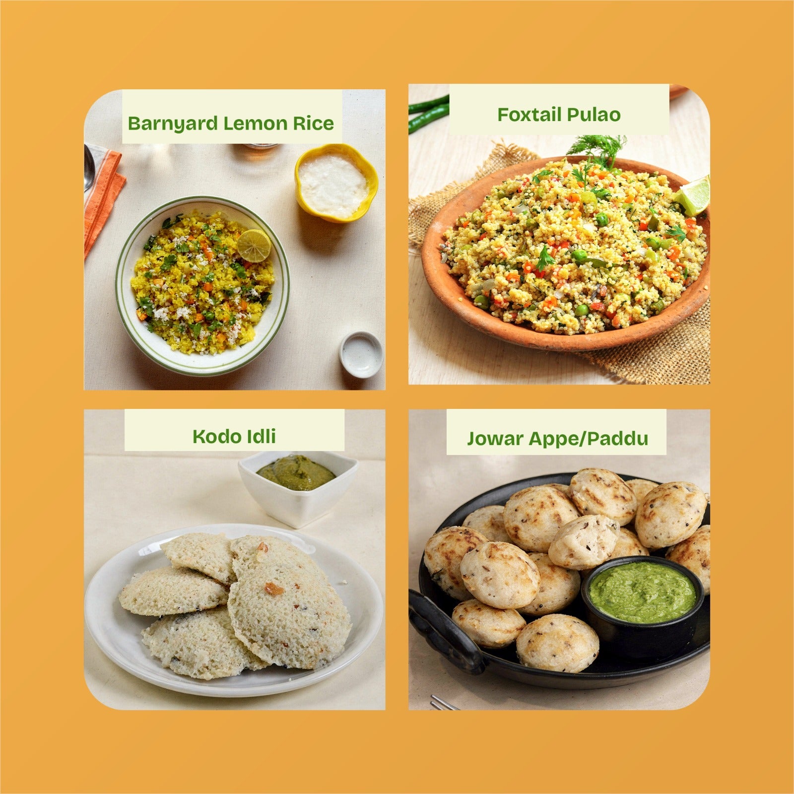 Multi Millet Combo | Foxtail, Jowar, Little & Barnyard Grains | Finger Flour | Multi Flour | Multi Idly Rava | Upma Rava (Pack of 8 - 3kg)