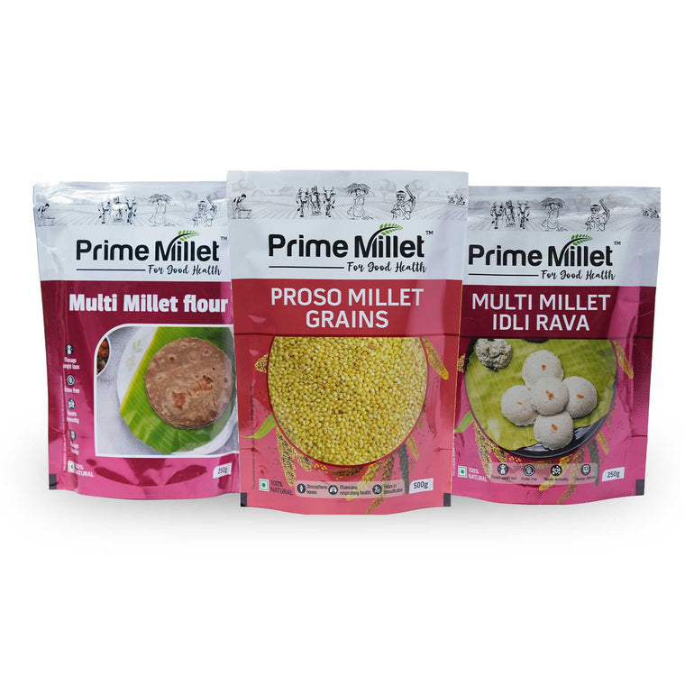 Multi Millet Combo | Multi Flour | Proso Grain | Idly Rava (Pack of 3 - 1kg) Main image