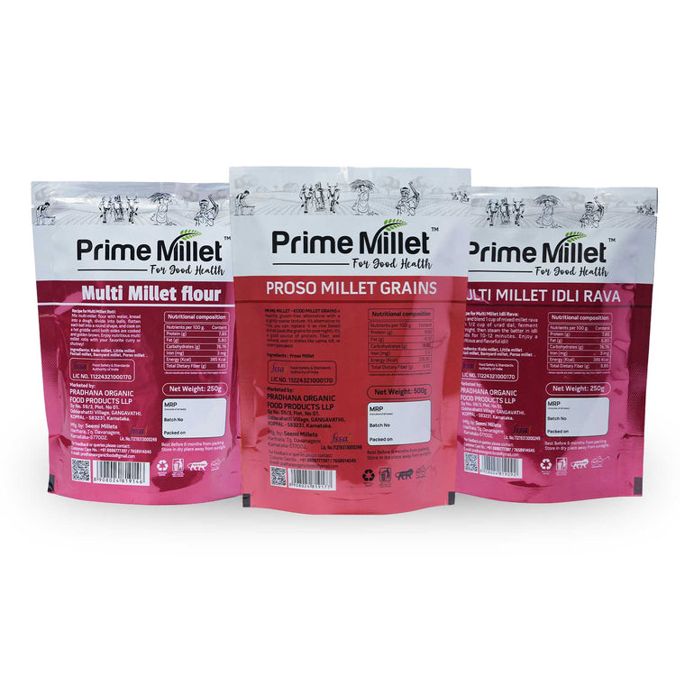 Multi Millet Combo | Multi Flour | Proso Grain | Idly Rava (Pack of 3 - 1kg) Secondary image