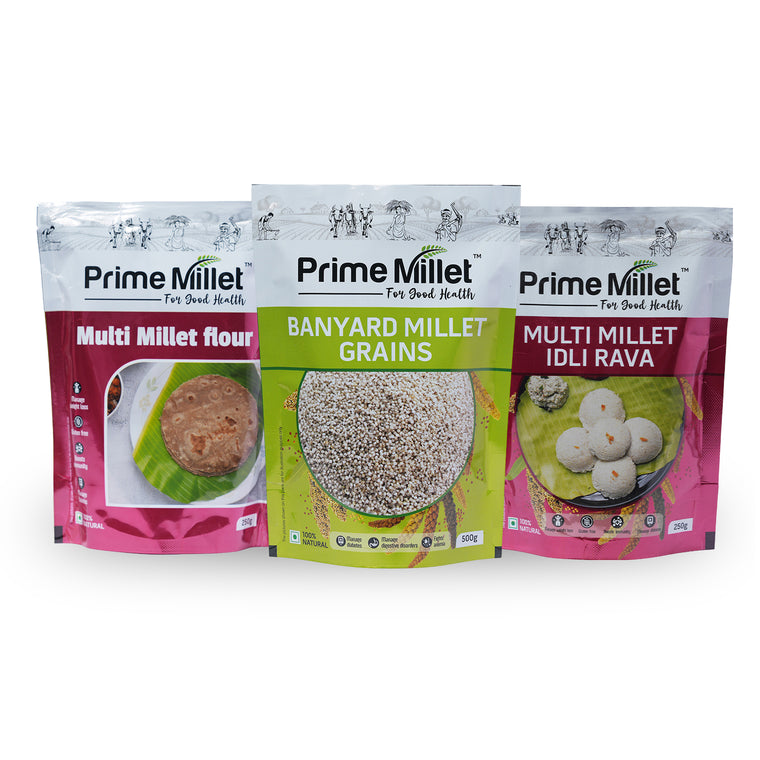 Multi Millet Flour Combo | Barnyard Millet Grain | Idli Rava (Pack of 3 – 1kg) Main image