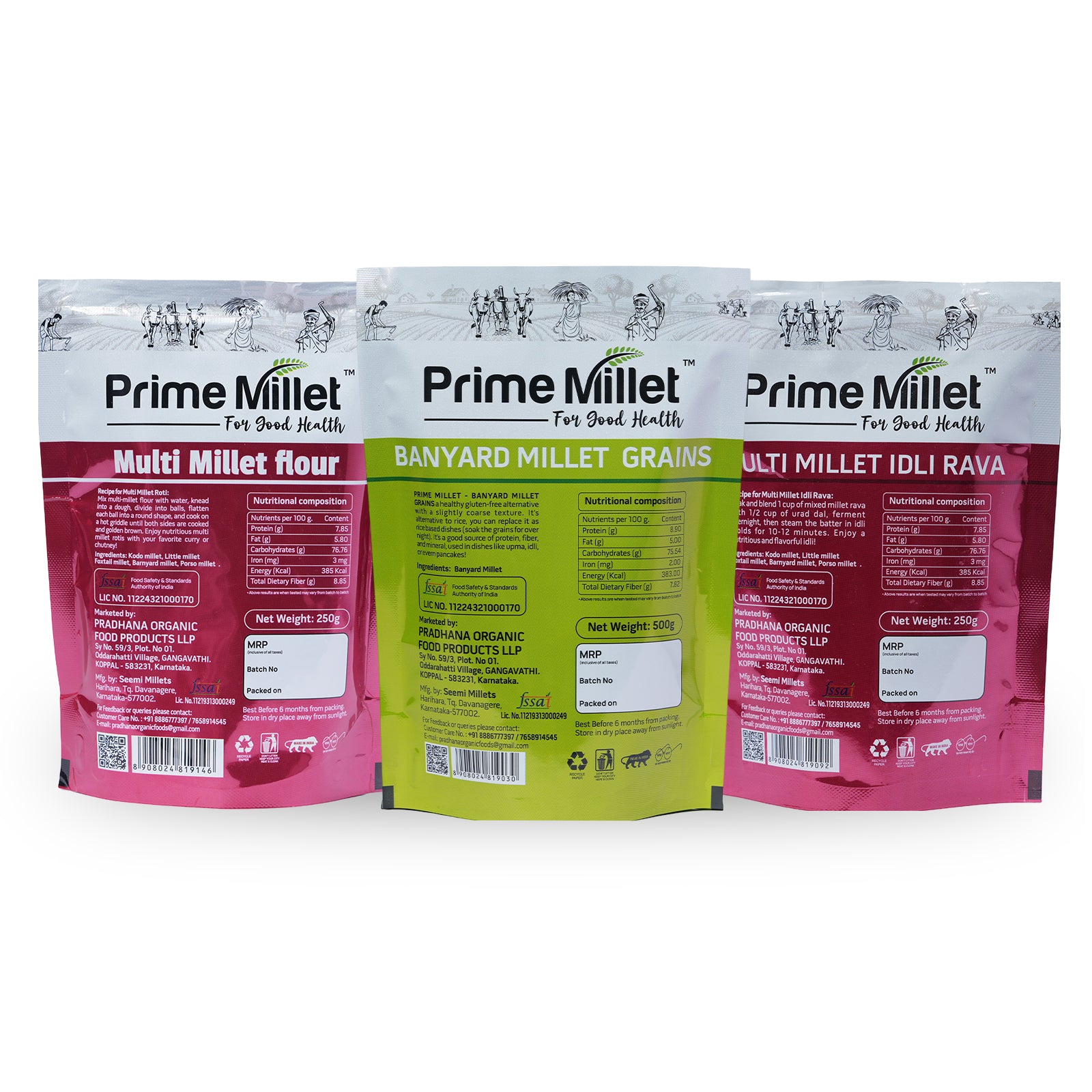 Multi Millet Flour Combo | Barnyard Millet Grain | Idli Rava (Pack of 3 – 1kg)