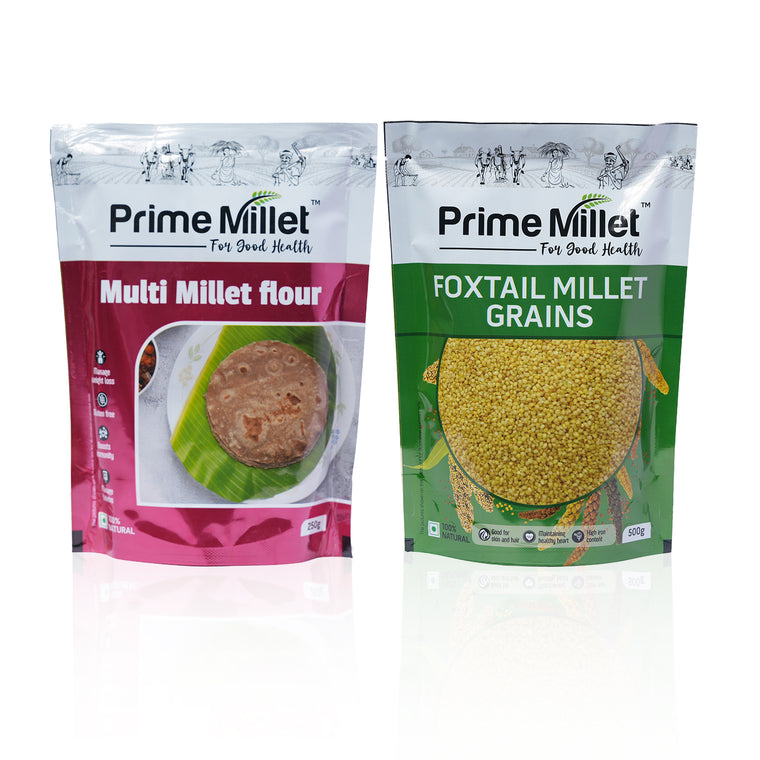 Multi Millet Flour | Whole Foxtail Millet Grain Combo (2 x 750g) Main image