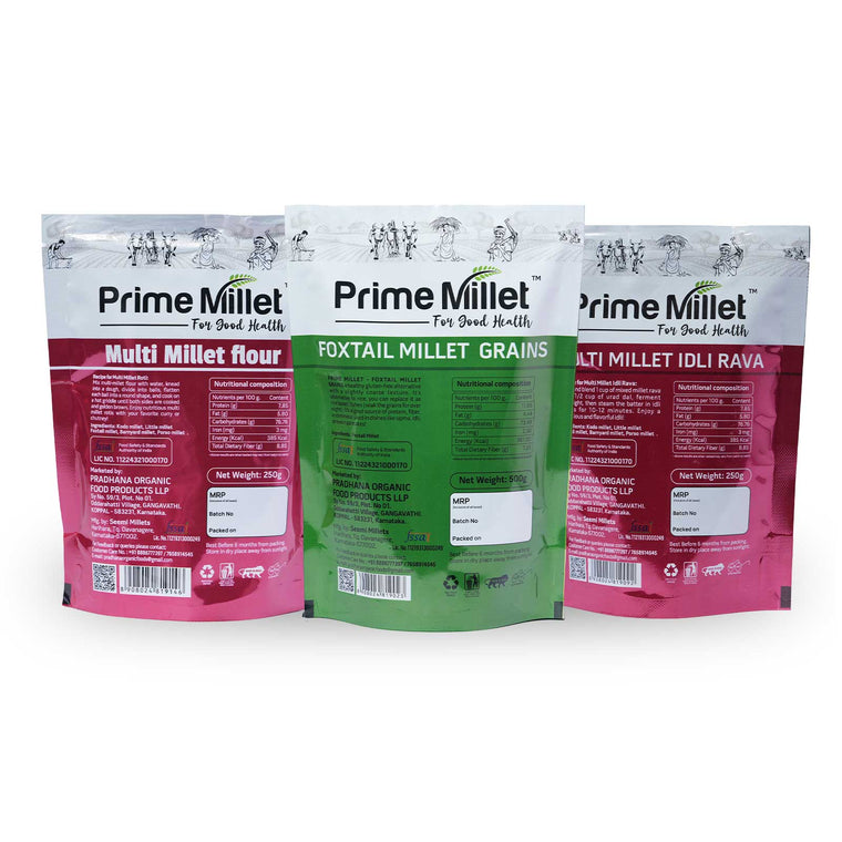 Multi Millet Combo | Multi Grain Flour | Foxtail Grain | Idly Rava (Pack of 3 - 1kg) Secondary image