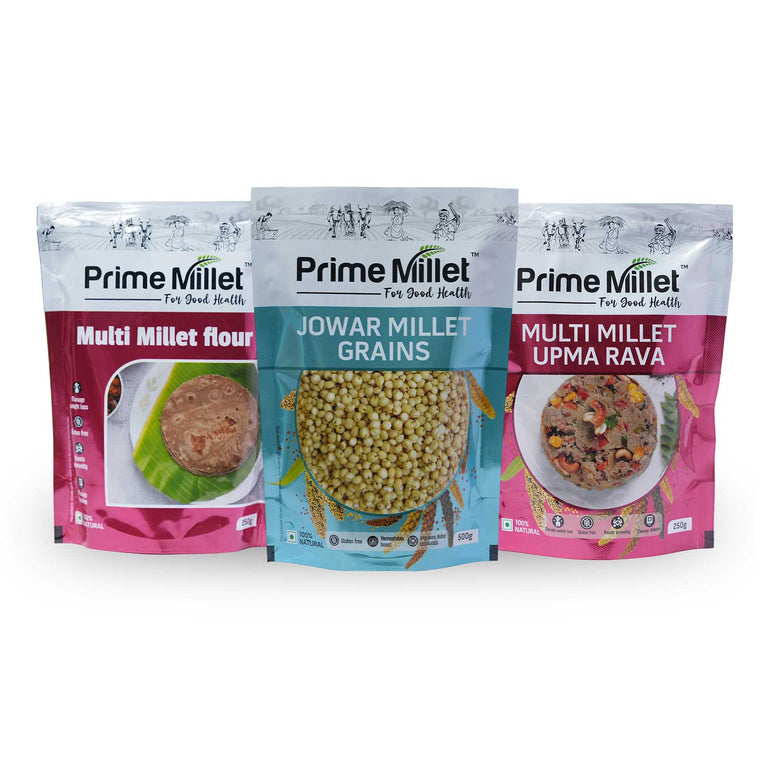 Multi Millet Combo | Multi Flour | Jowar Grain | Multi Upma Rava (Pack of 3 – 1kg) Main image