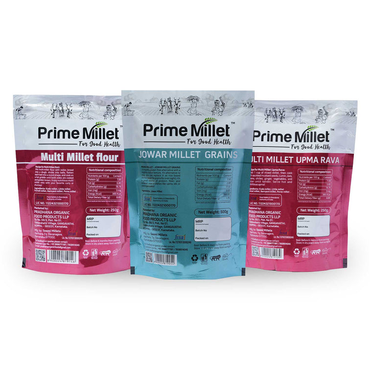 Multi Millet Combo | Multi Flour | Jowar Grain | Multi Upma Rava (Pack of 3 – 1kg) Secondary image