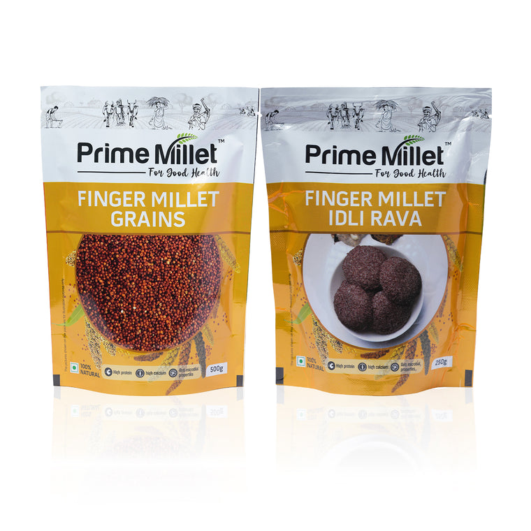 Millets Ragi Combo | Organic Finger Millet Grain & Idly Rava (2 x 750g) Main image