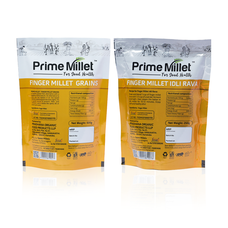 Millets Ragi Combo | Organic Finger Millet Grain & Idly Rava (2 x 750g) Secondary image