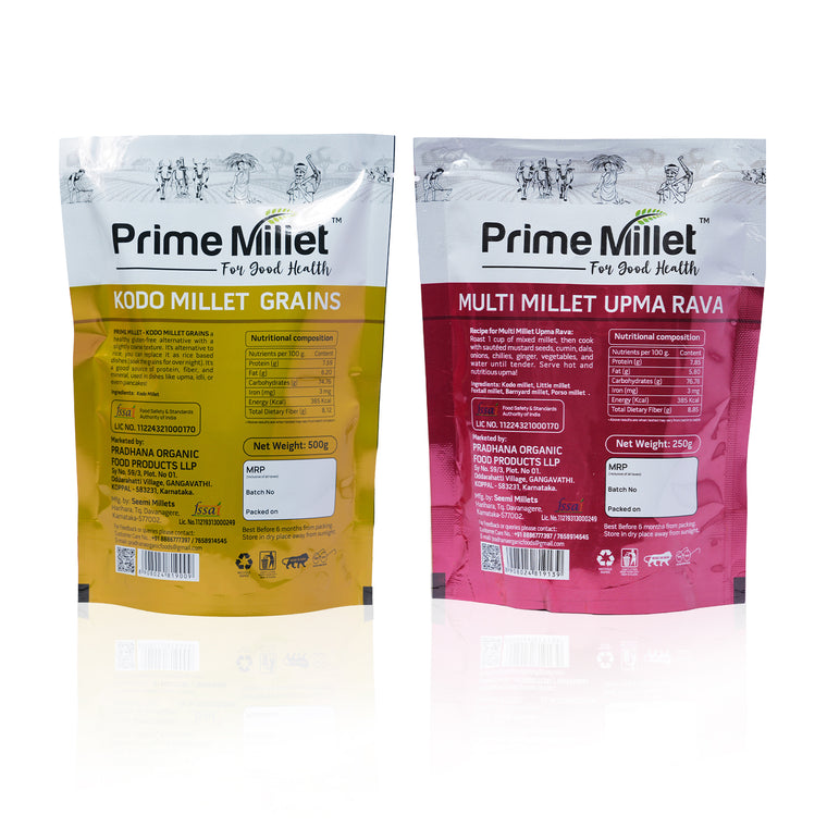 Kodo Millet Grain | Multi Upma Rava Combo (Pack of 2 x 750 g) Secondary image