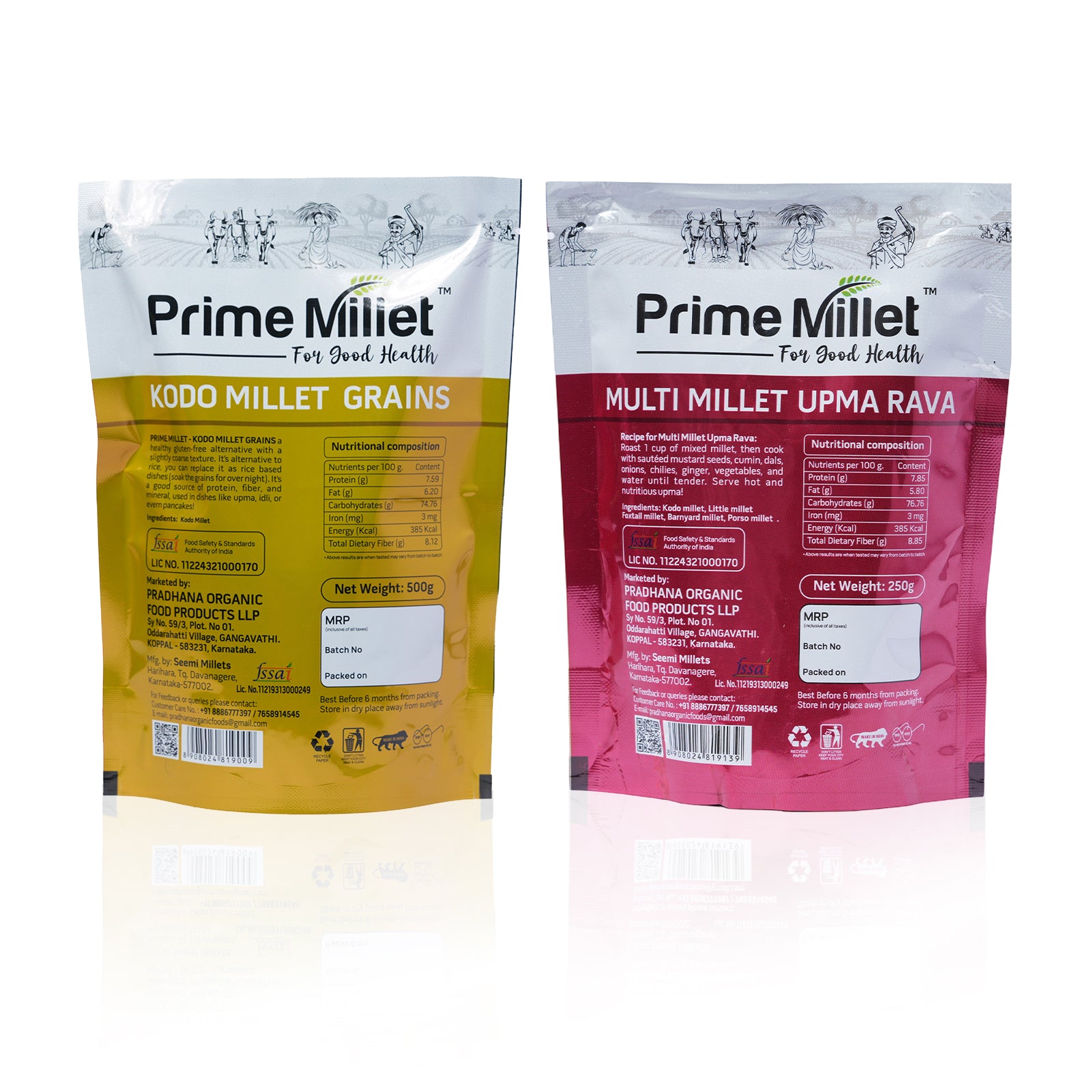 Kodo Millet Grain | Multi Upma Rava Combo (Pack of 2 x 750 g)